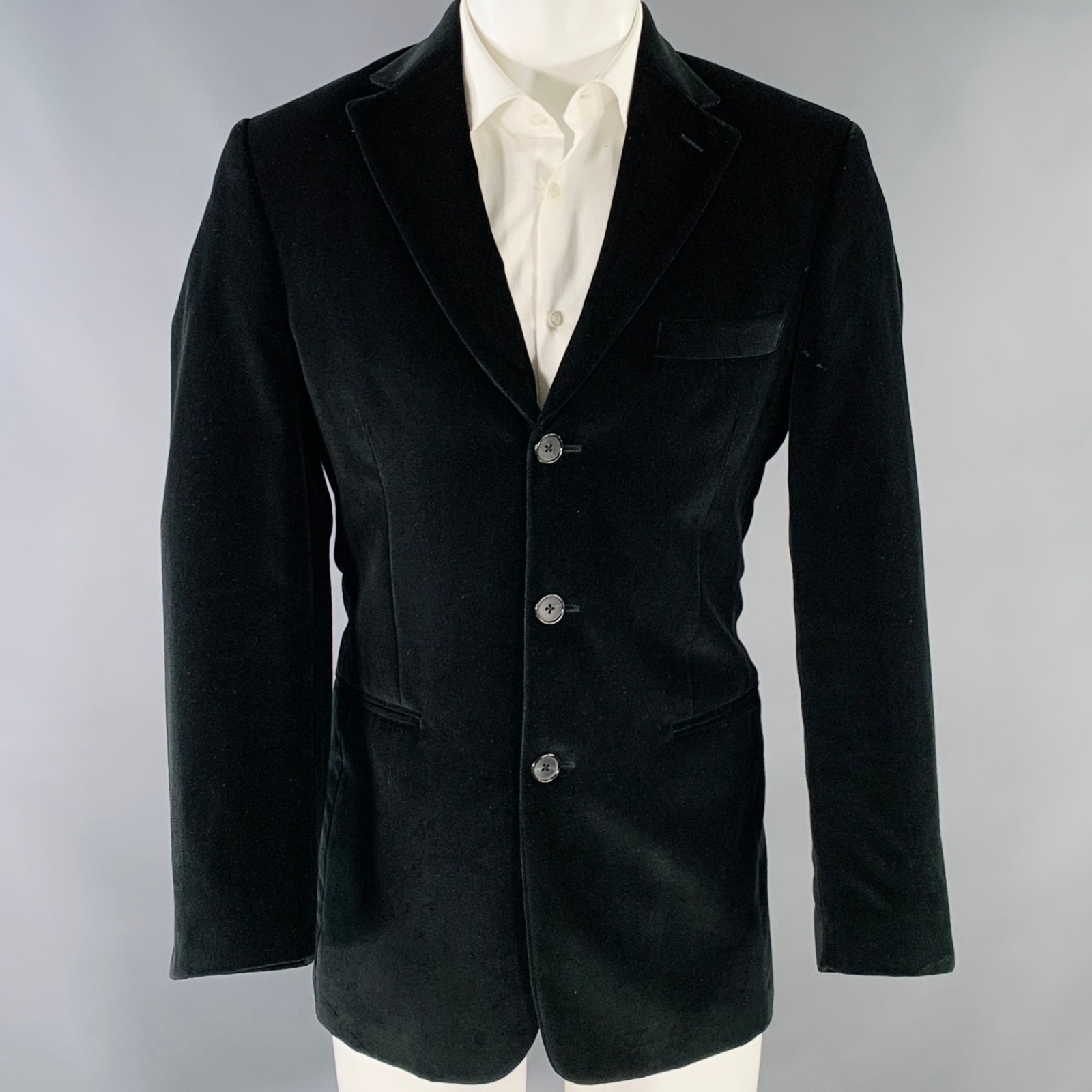 John Bartlett Size 38 Black Velvet Single Breasted Sport Coat